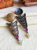 Two-Tone Dangler Earrings in Silver & Gold Finish | Sarichka