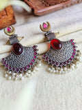 Dual Tone Pearl Dangler Earrings for Parties | Sarichka