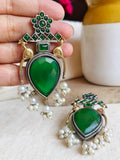 Antique Dual-Tone Peacock Pearl Earrings | Sarichka Fashion