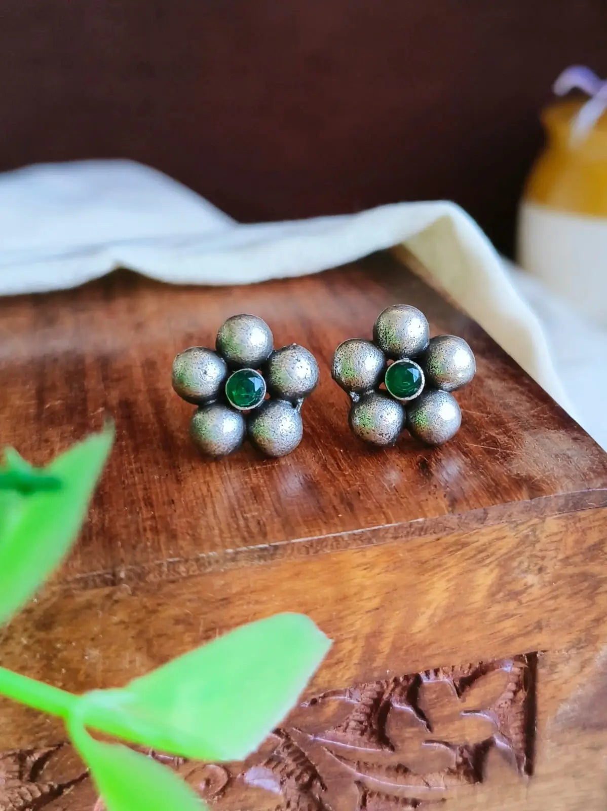 925 Silver Plated Floral Studs | Sarichka Fashion