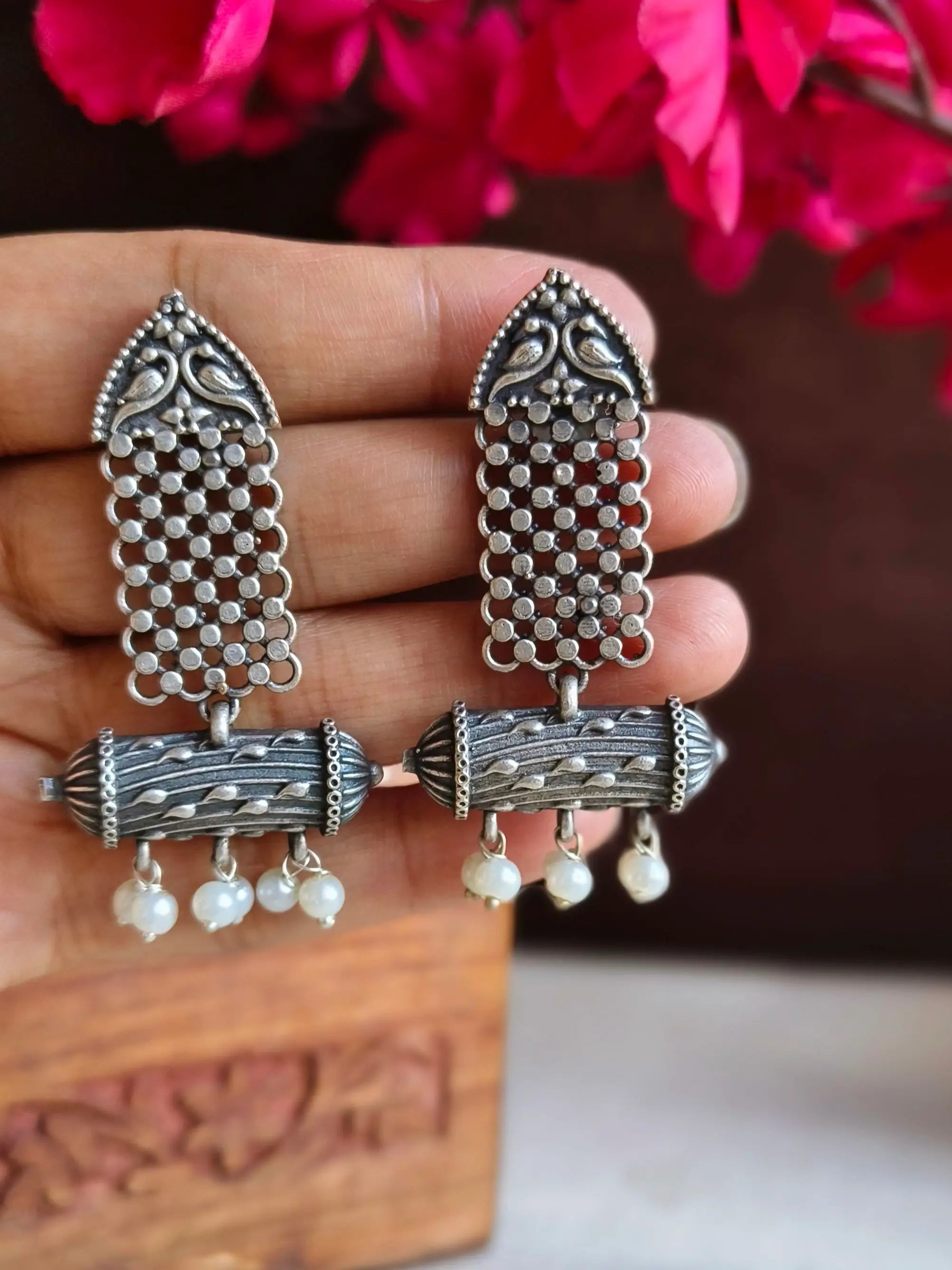 Oxidised Antique Statement Dangler Earrings | Sarichka Fashion