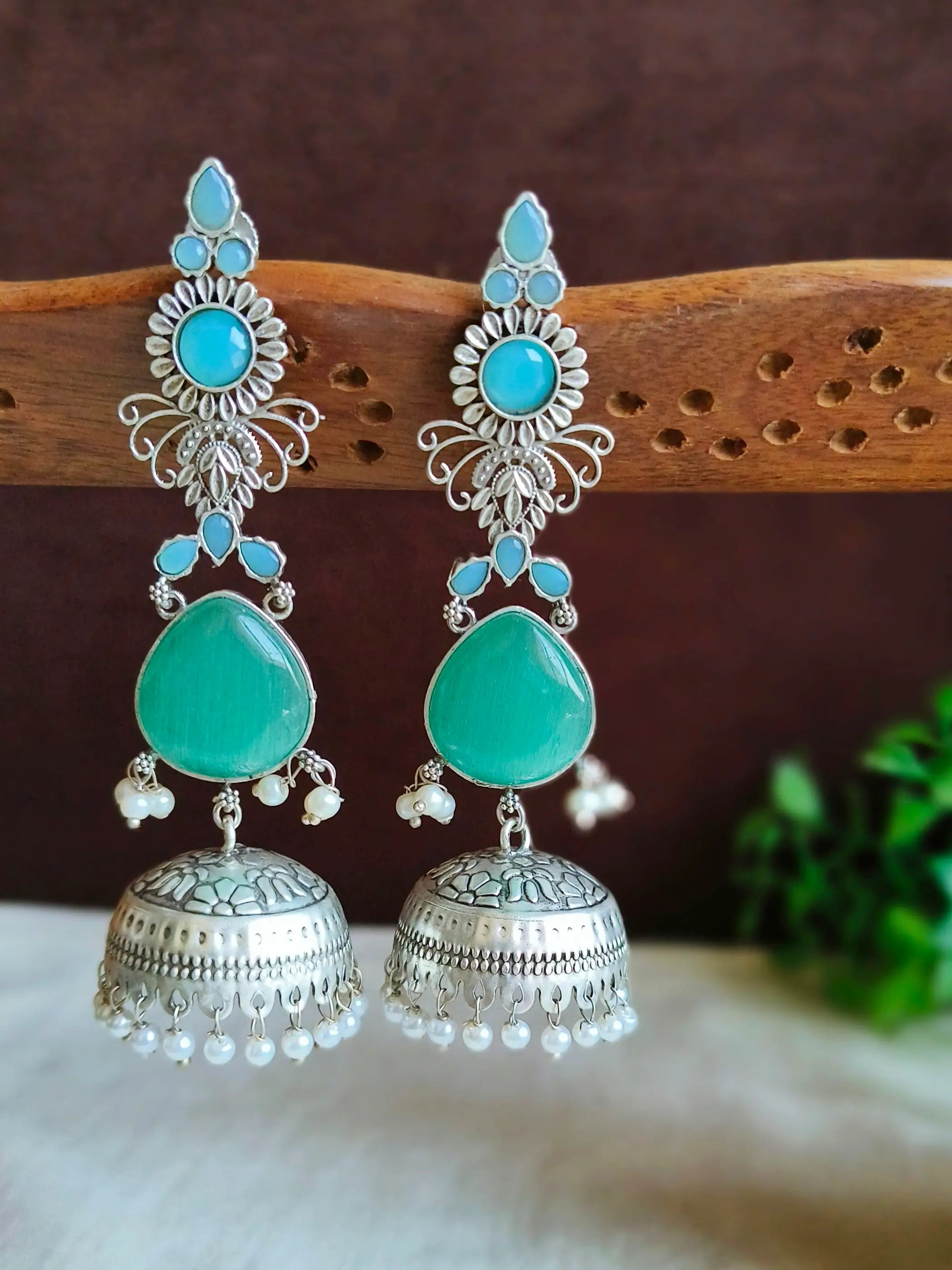 Statement Silver Jhumka with Ethnic Charm | Sarichka Fashion