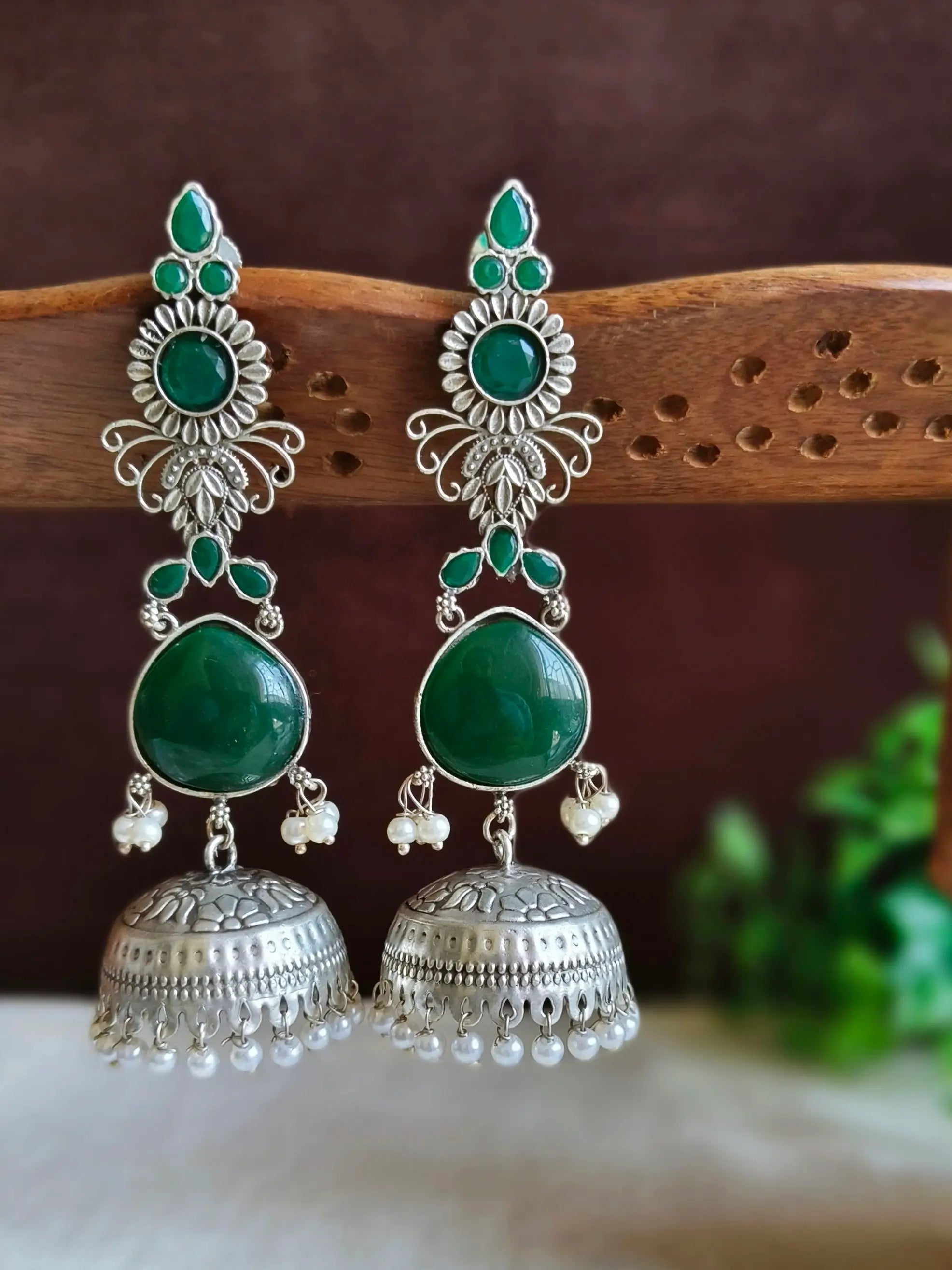 Statement Silver Jhumka with Ethnic Charm | Sarichka Fashion