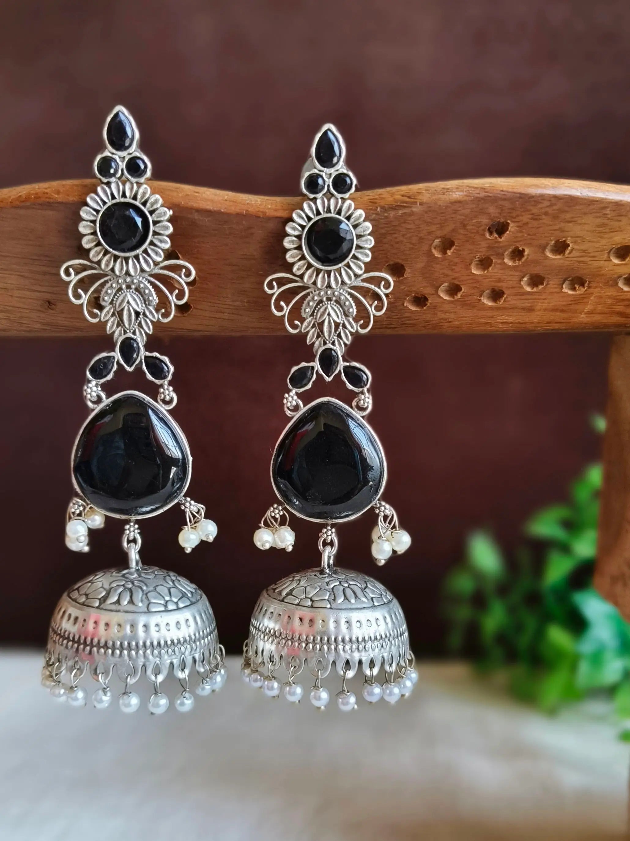 Statement Silver Jhumka with Ethnic Charm | Sarichka Fashion