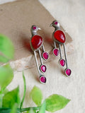 Silver Polish Peacock Monalisa Stud Earrings | Sarichka Fashion