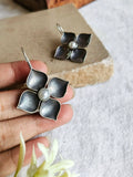 Oxidized Floral Pearl Drop Earrings
