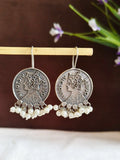 Queen Coin Pearl Drop Earrings