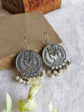 Queen Coin Pearl Drop Earrings