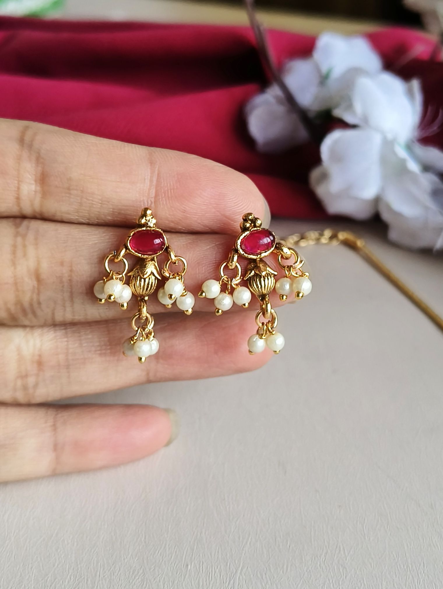 Gold Ball Chain Lakshmi Pendant Set | Sarichka