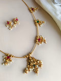 Gold Ball Chain Lakshmi Pendant Set | Sarichka