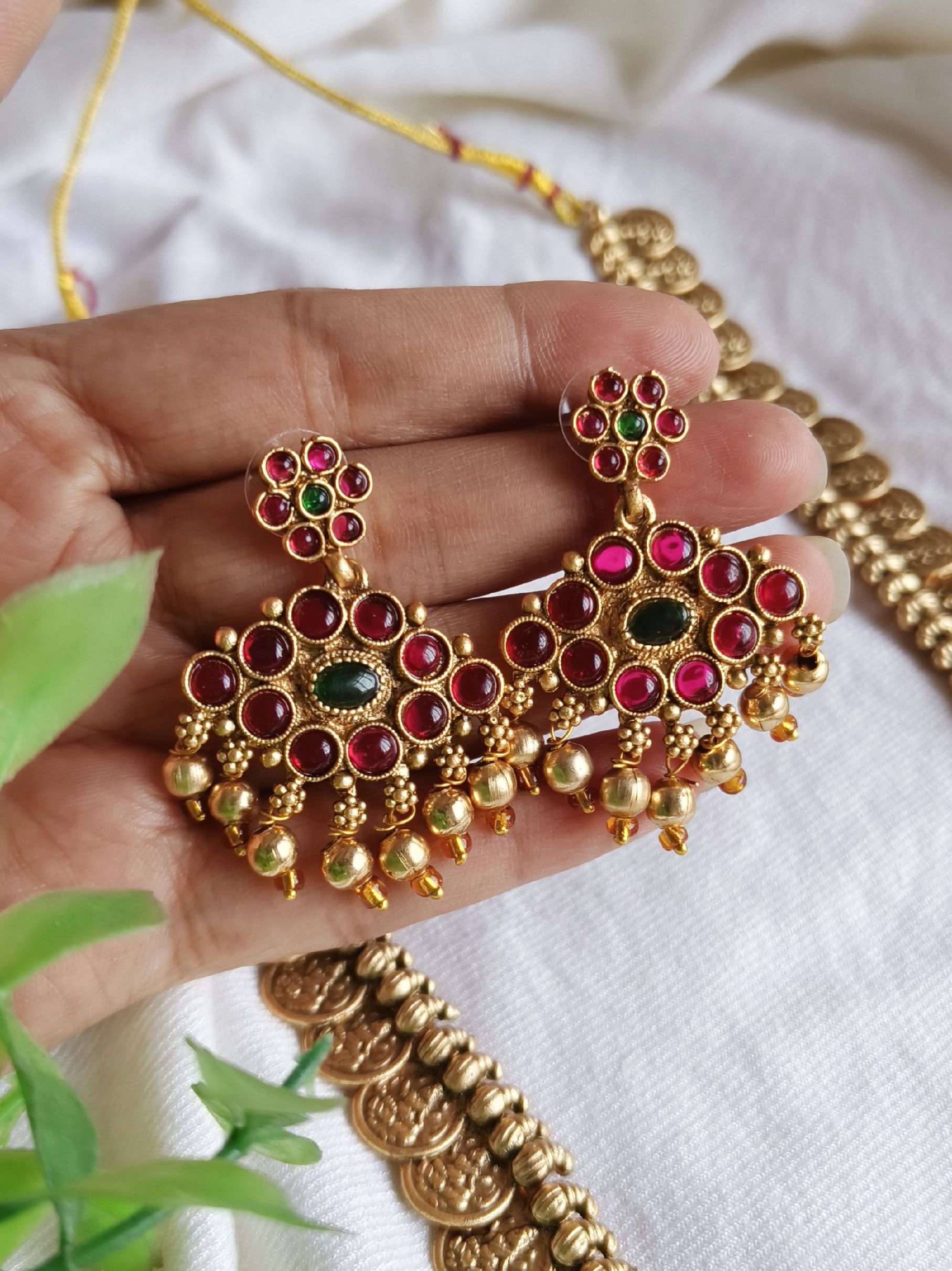 Ethnic Matt Lakshmi Coin Long Necklace | Sarichka
