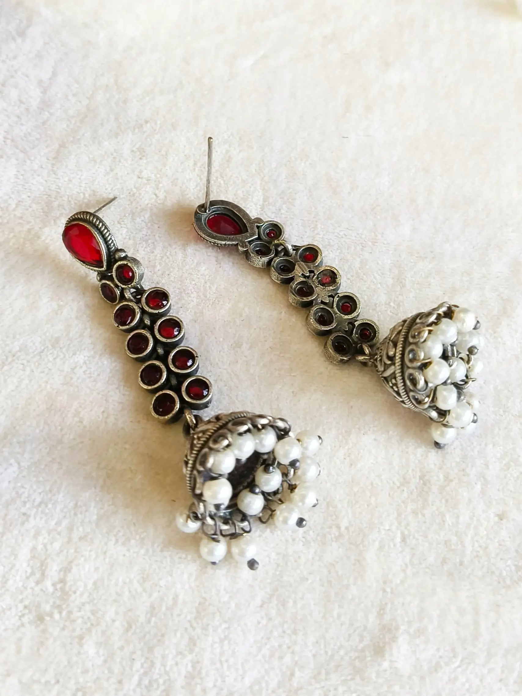 Oxidized Silver Plated Long Jhumka Earrings | Sarichka