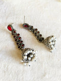 Oxidized Silver Plated Long Jhumka Earrings | Sarichka