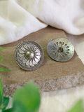 Oxidised Silver Plated Floral design Stud Earrings | Sarichka