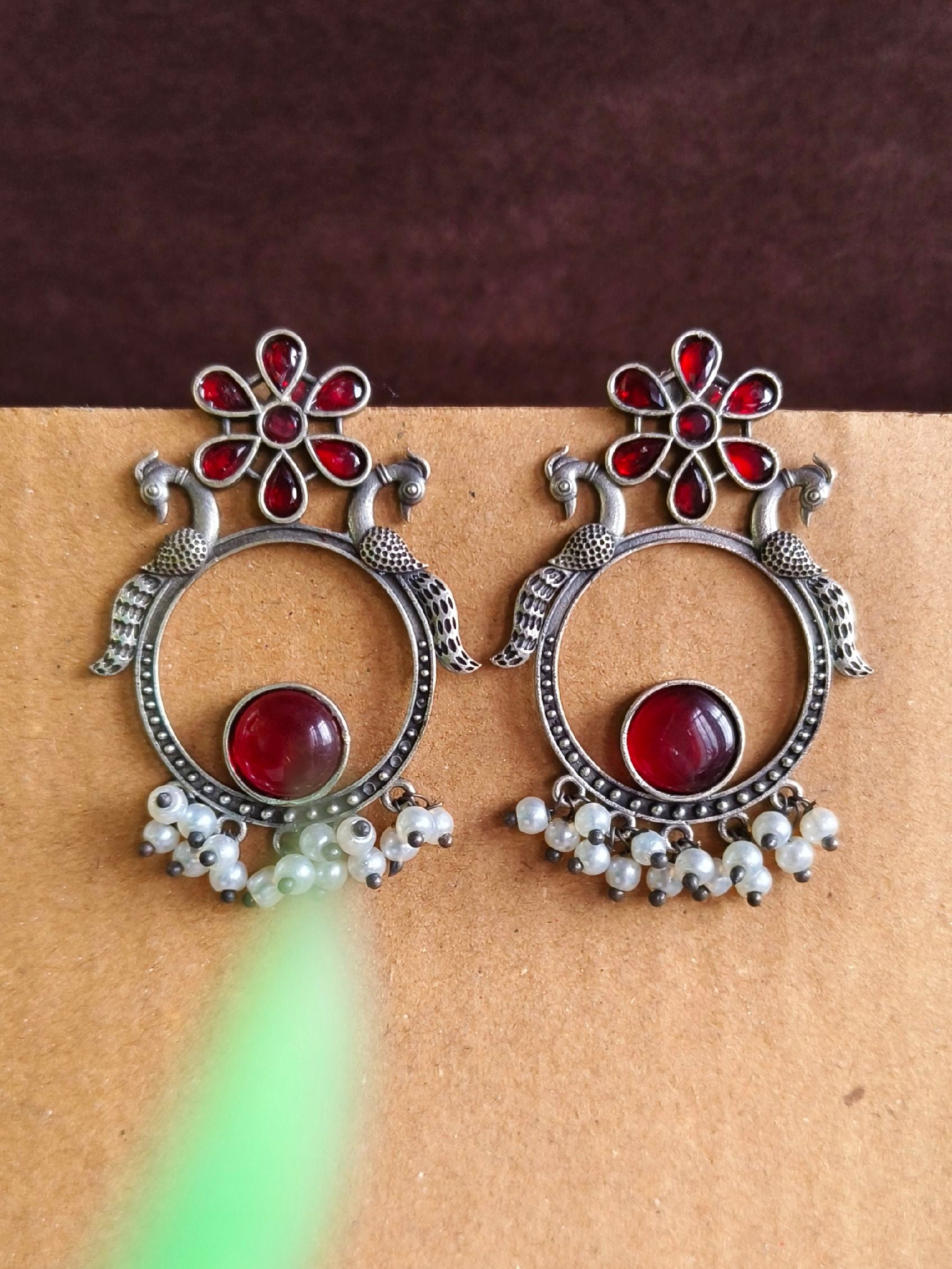Antique Oxidised Floral Stud Earrings | Sarichka