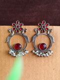 Antique Oxidised Floral Stud Earrings | Sarichka