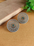 Antique Silver Oxidised Round Stud Earrings | Sarichka