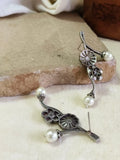 Elegant Pearl Silver Replica Stud Earrings | Sarichka