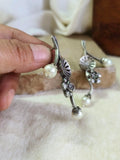 Elegant Pearl Silver Replica Stud Earrings | Sarichka