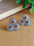 Silver Oxidised Gemstone Stud Earrings | Sarichka