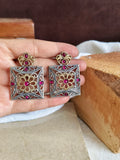 Dual Tone Oxidised Statement Stud Earrings | Sarichka