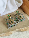 Dual Tone Oxidised Statement Stud Earrings | Sarichka