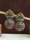 Dual Tone Silver Oxidised Gemstone Dangler Earrings | Sarichka