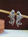 Charming Oxidized Silver Parrot Stud Earrings | Sarichka