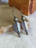 Oxidized Pearl Leaf Hook Earrings | Sarichka