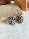 Oxidised Peacock Brass Hook Earrings with Intricate Design | Sarichka