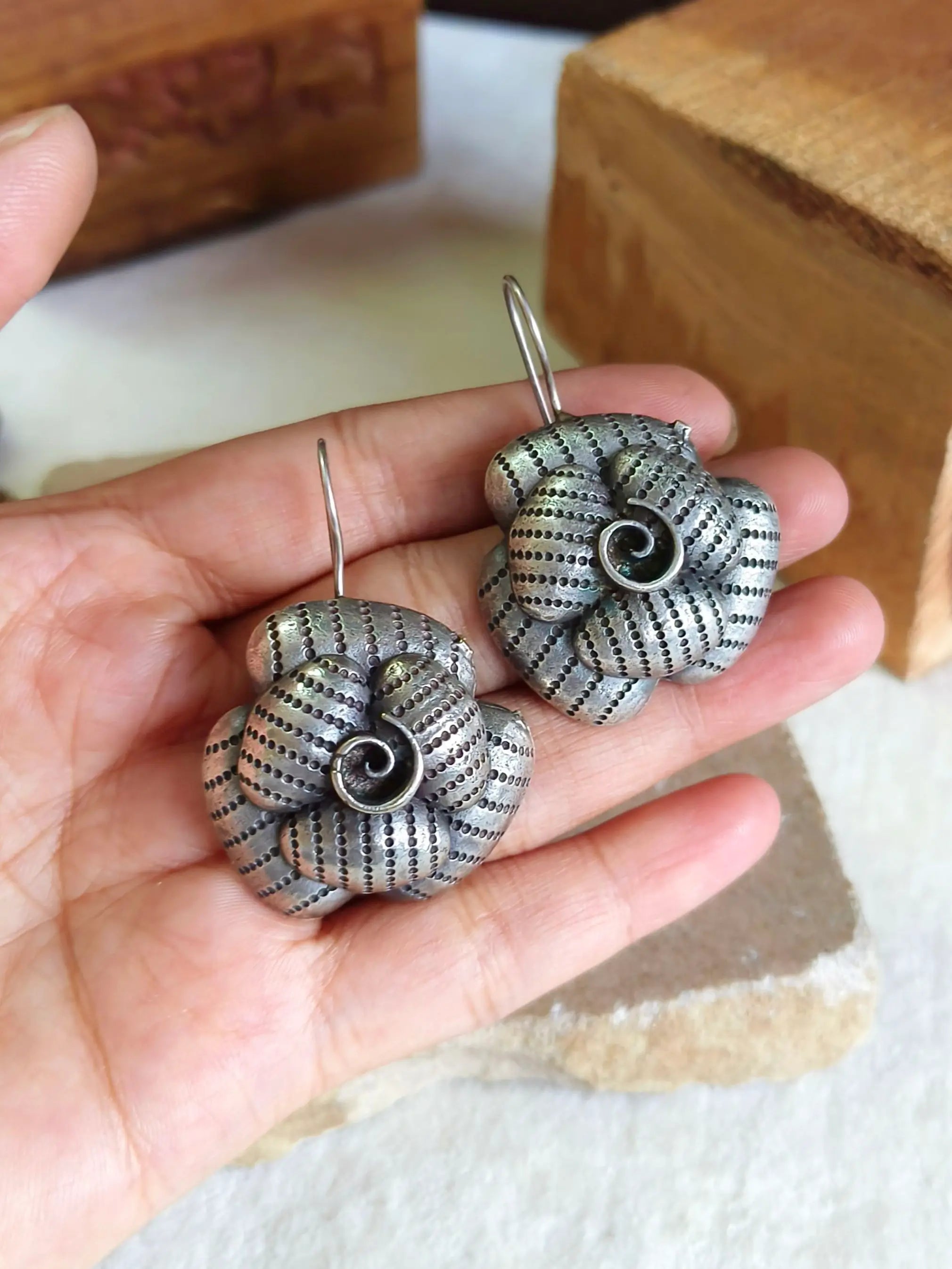 925 Silver Plated Flower Hook Earrings | Sarichka