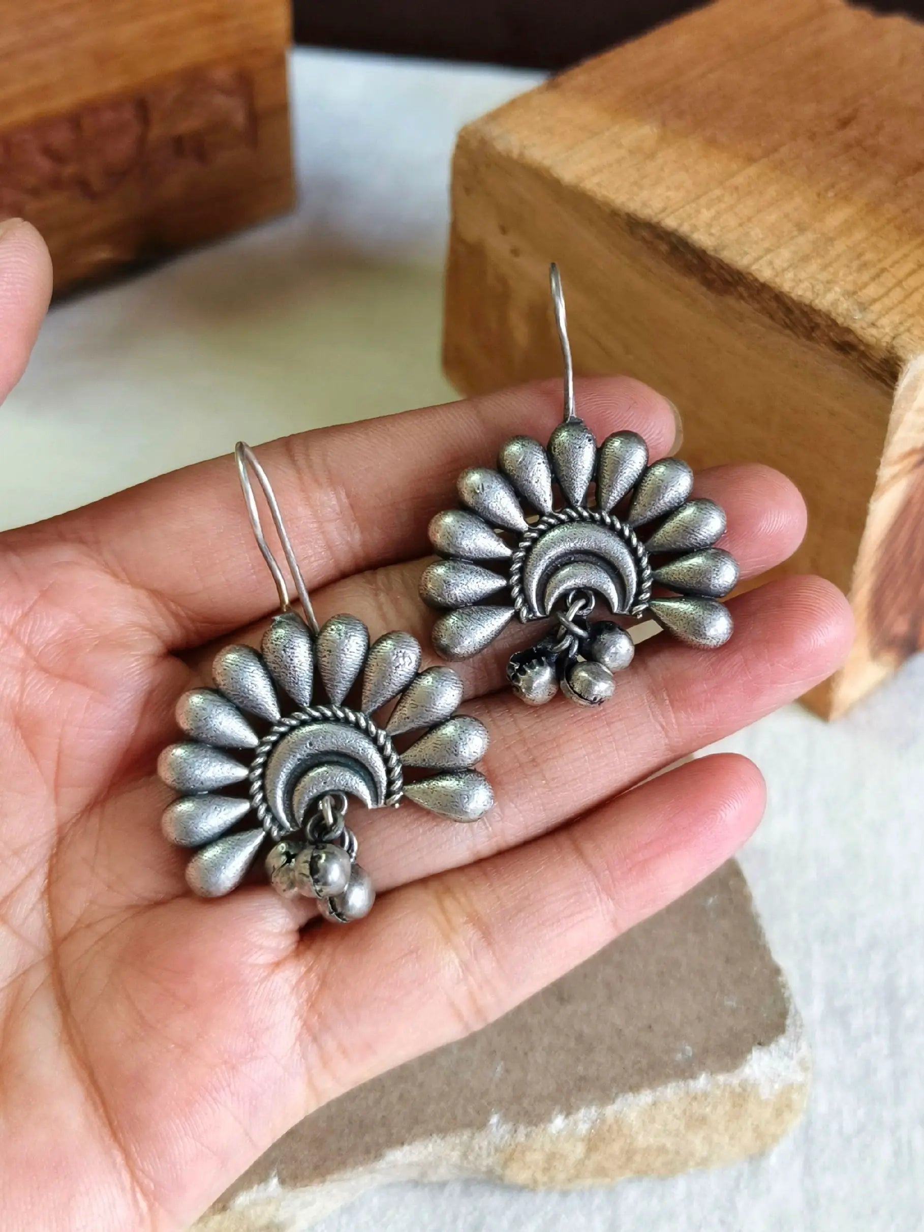 Classic Oxidised Silver Hook Earrings | Sarichka