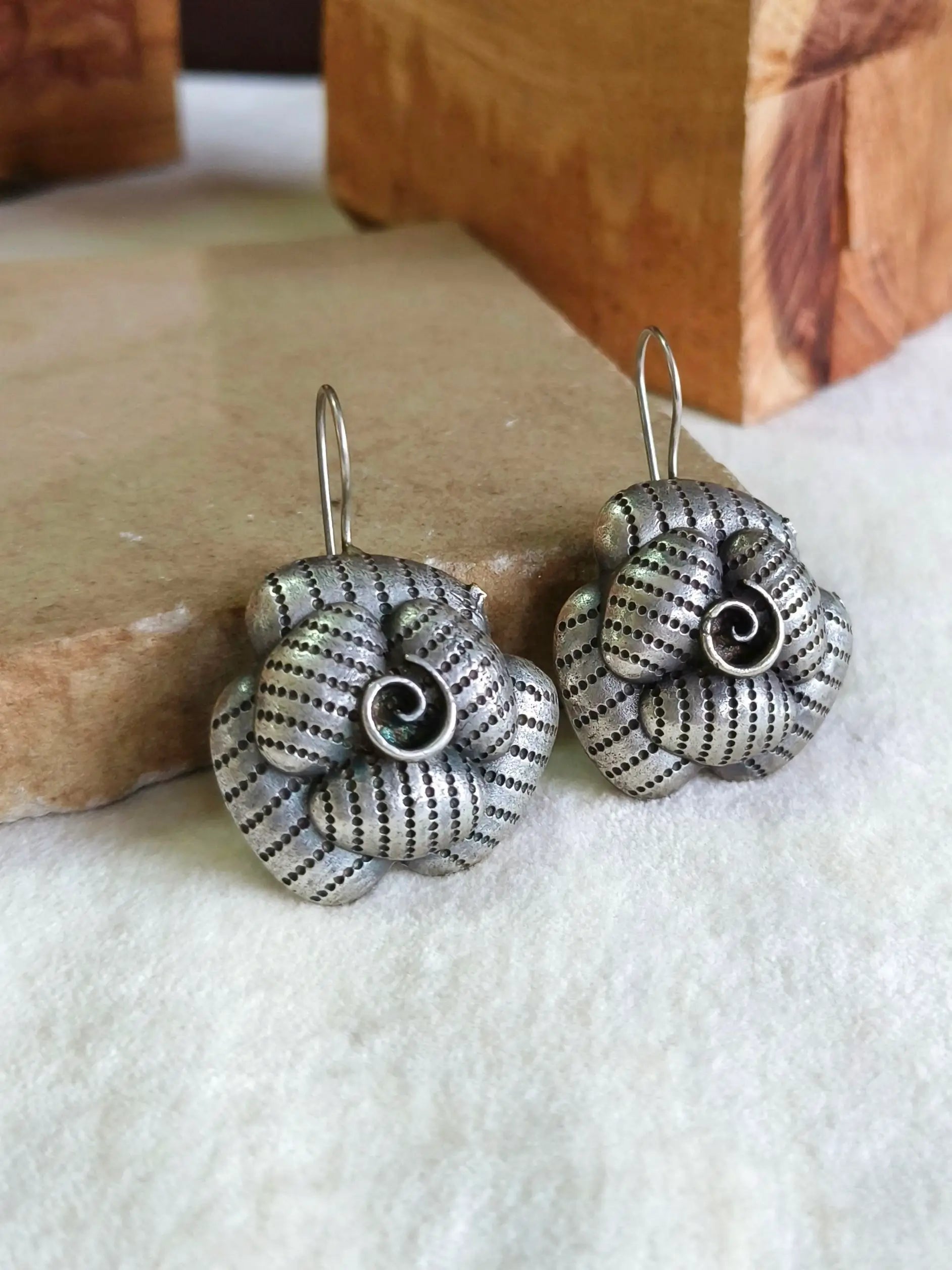 925 Silver Plated Flower Hook Earrings | Sarichka