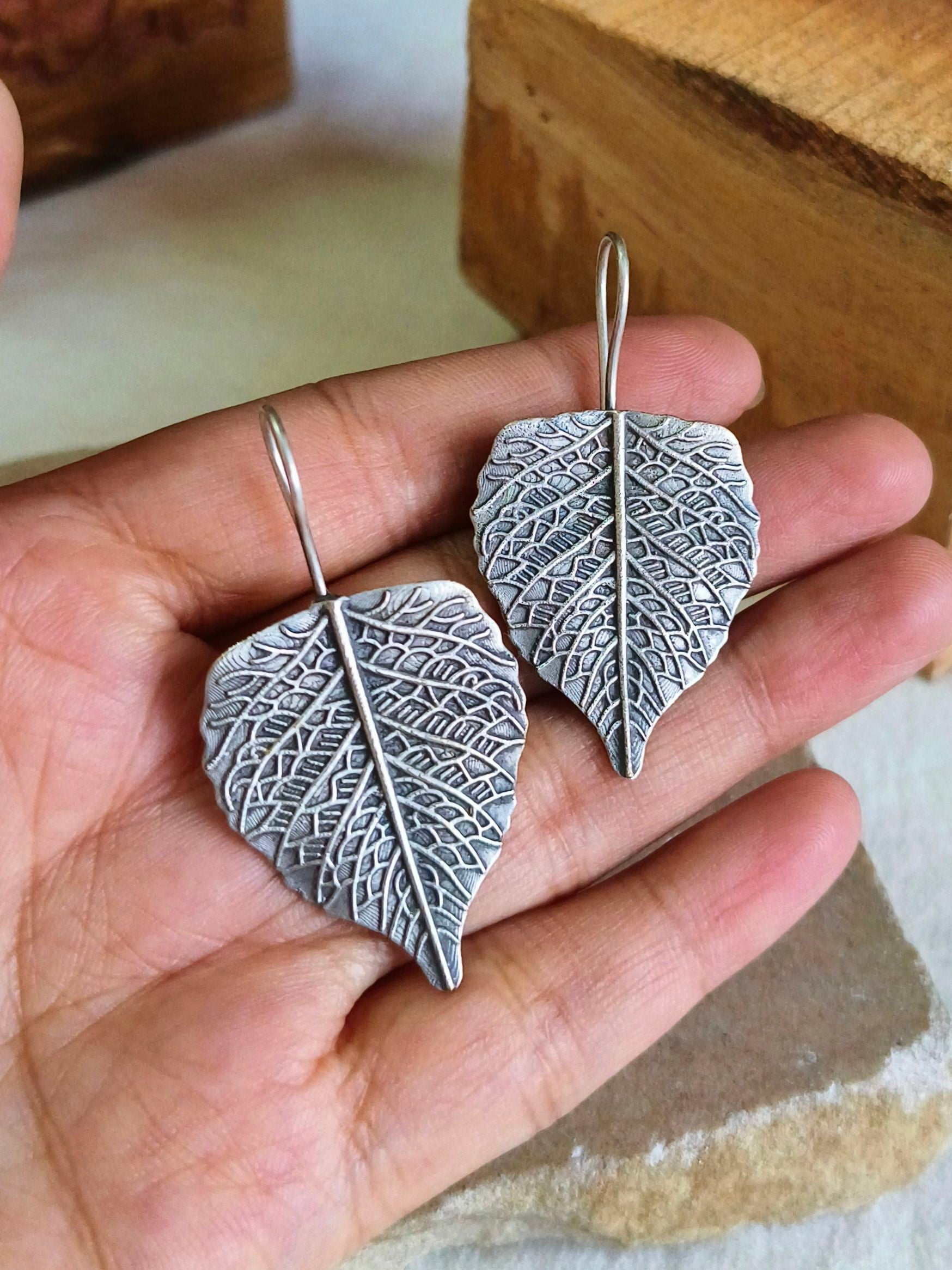 Oxidised Pan Shape Hook Earrings | Sarichka