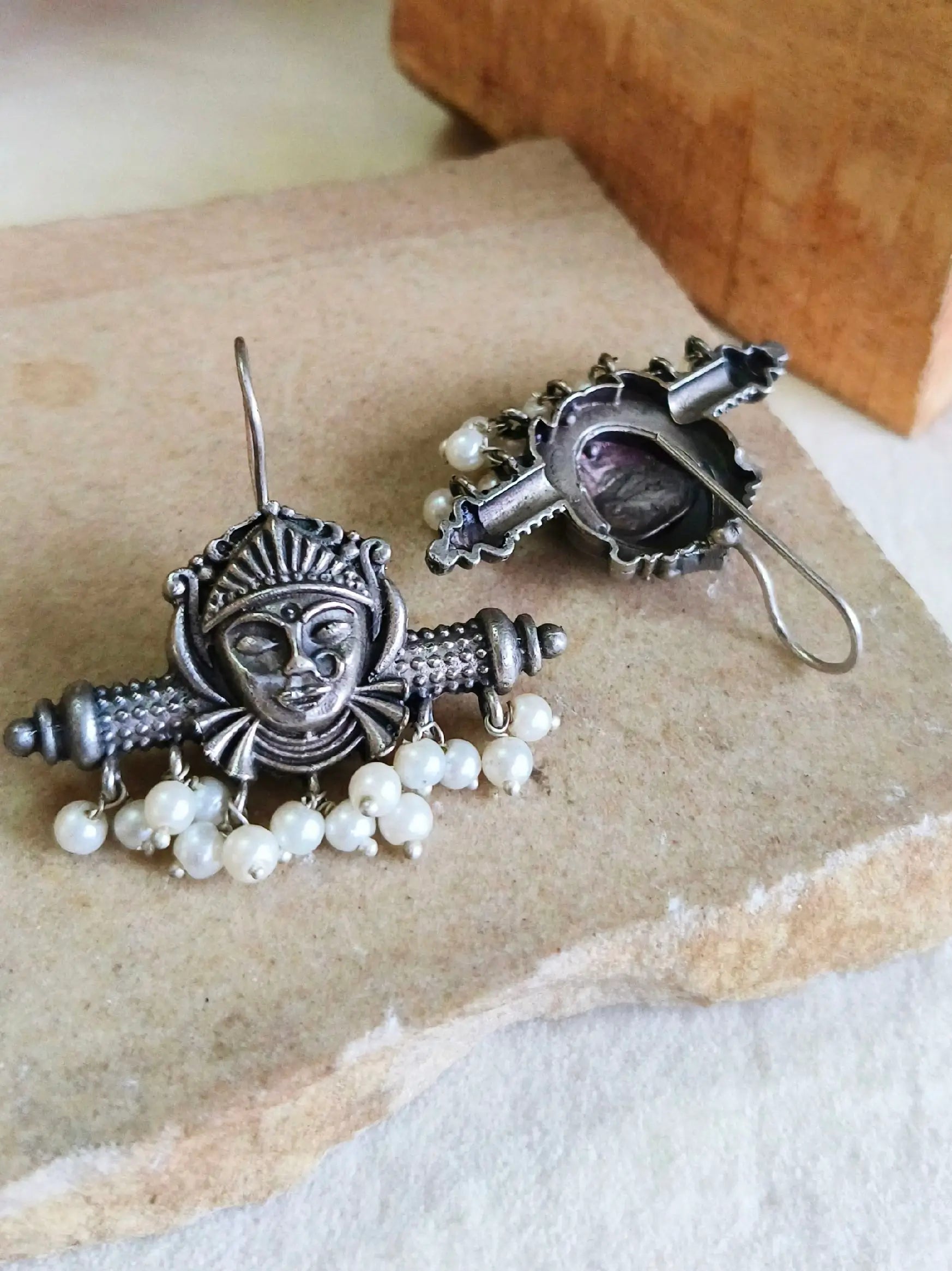 Navratri Oxidised Mata Ji Hook Earrings | Sarichka