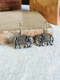 Silver Elephant Motif Hook Earrings | Sarichka