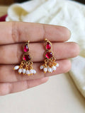 Gold-Plated Red Gemstone Pearl Choker Set | Sarichka