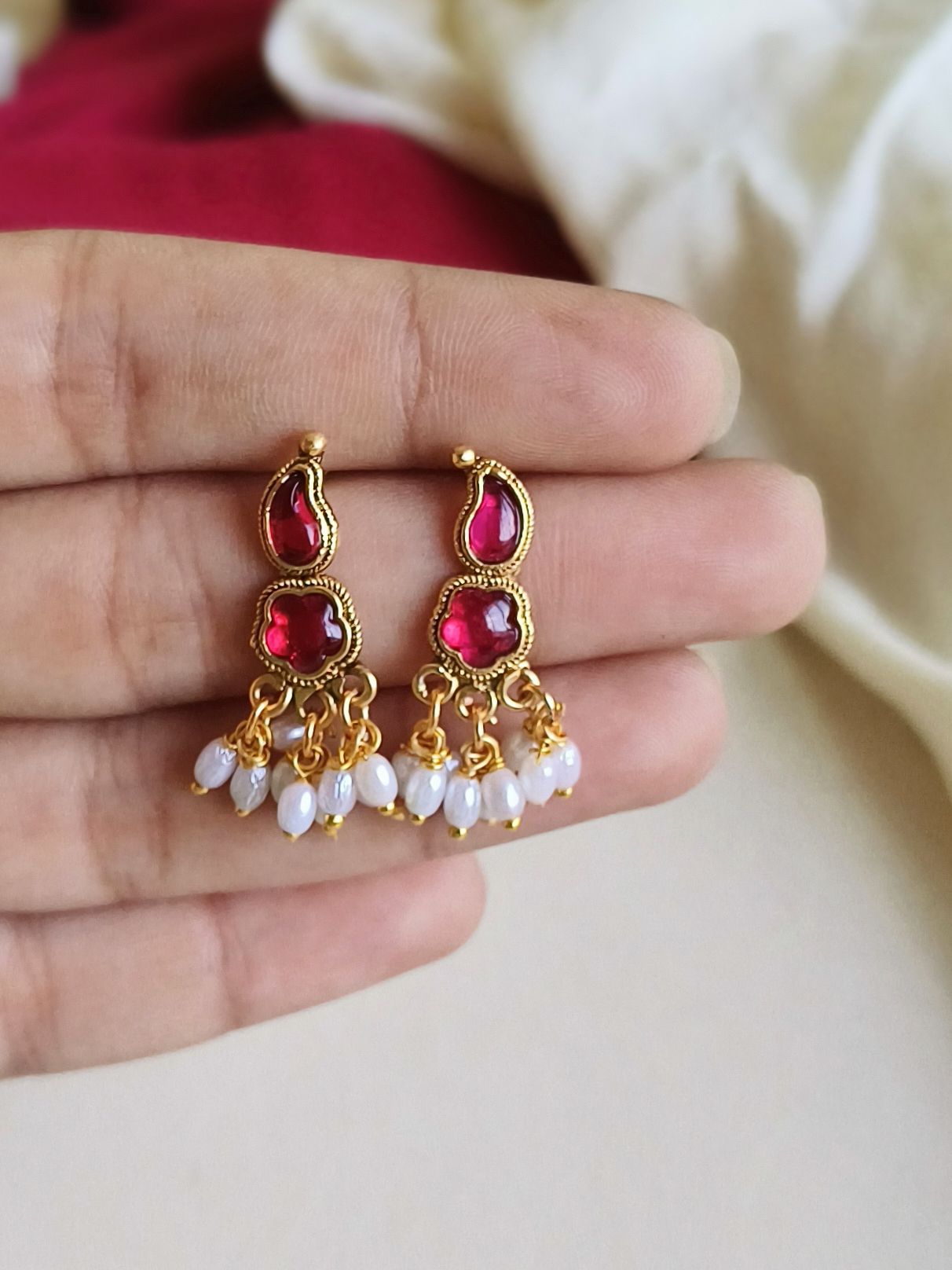 Gold-Plated Red & Green Gemstone Choker Set | Sarichka