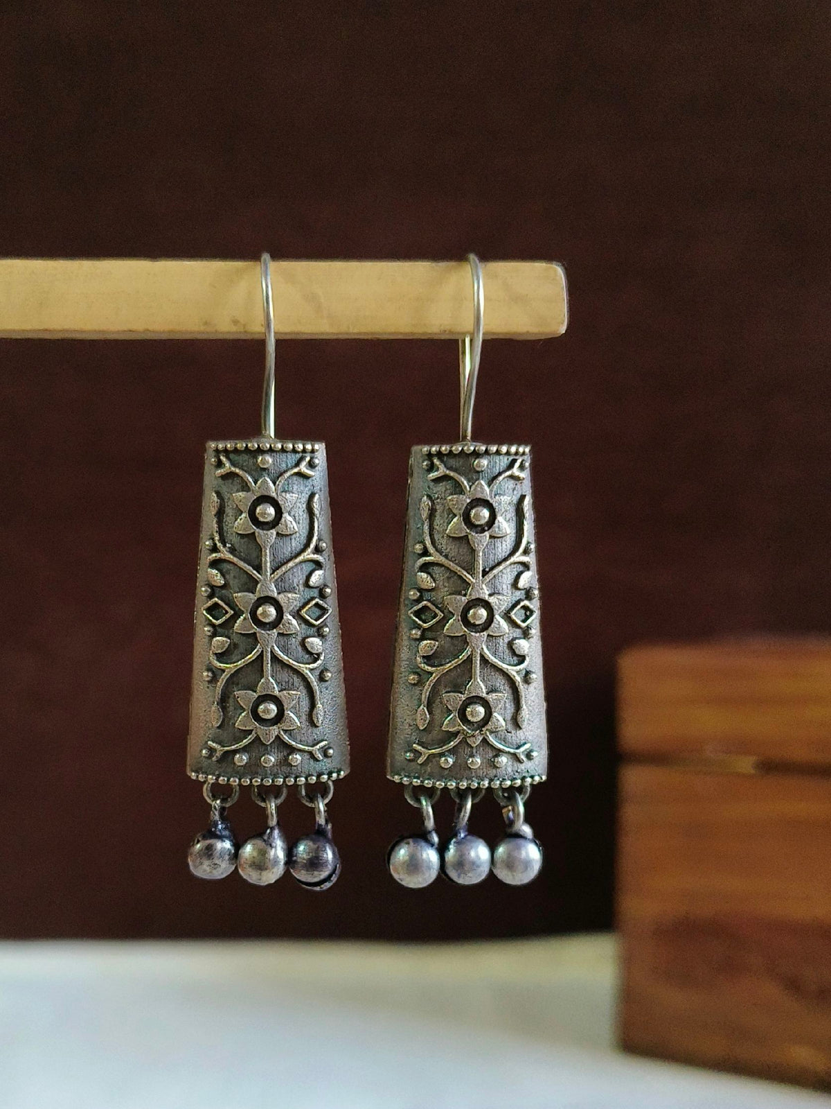 Silver-Plated Hook Earrings with Ghungroo for Casual Elegance | Sarichka