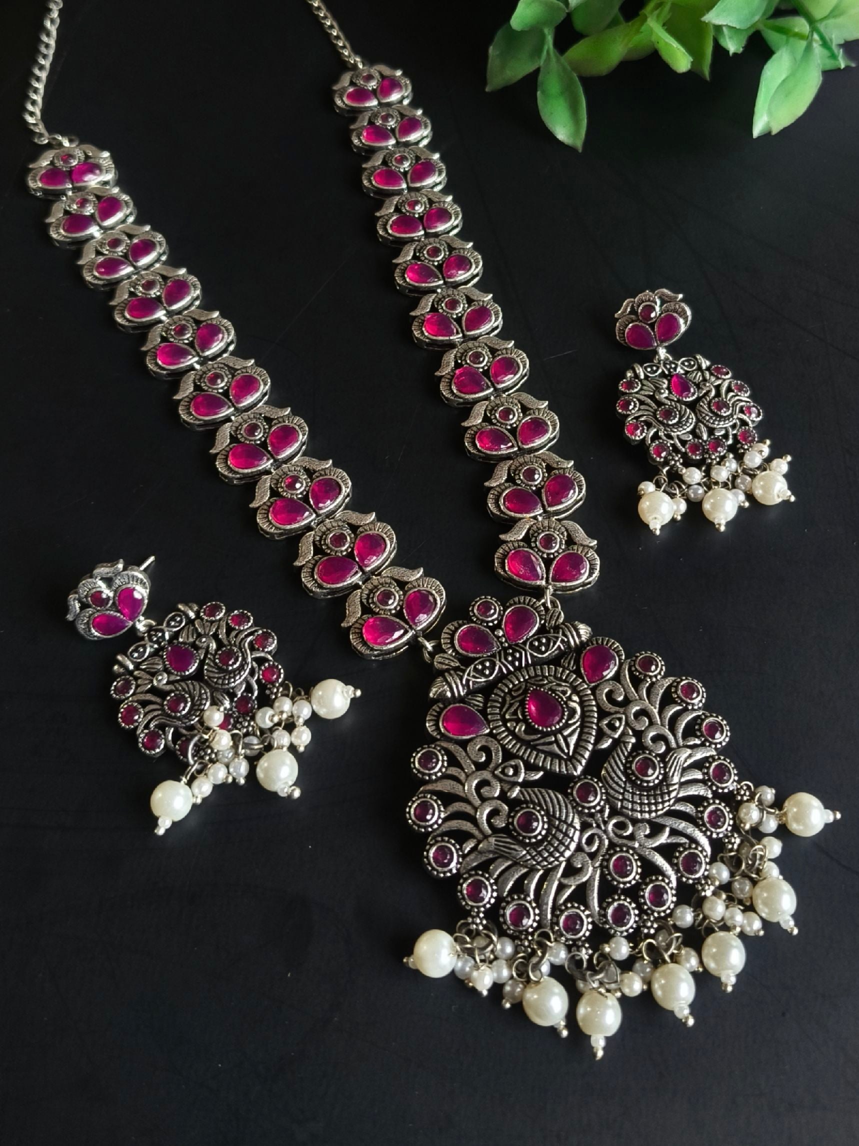 Traditional Silver Replica Pearl Drop Necklace | Sarichka
