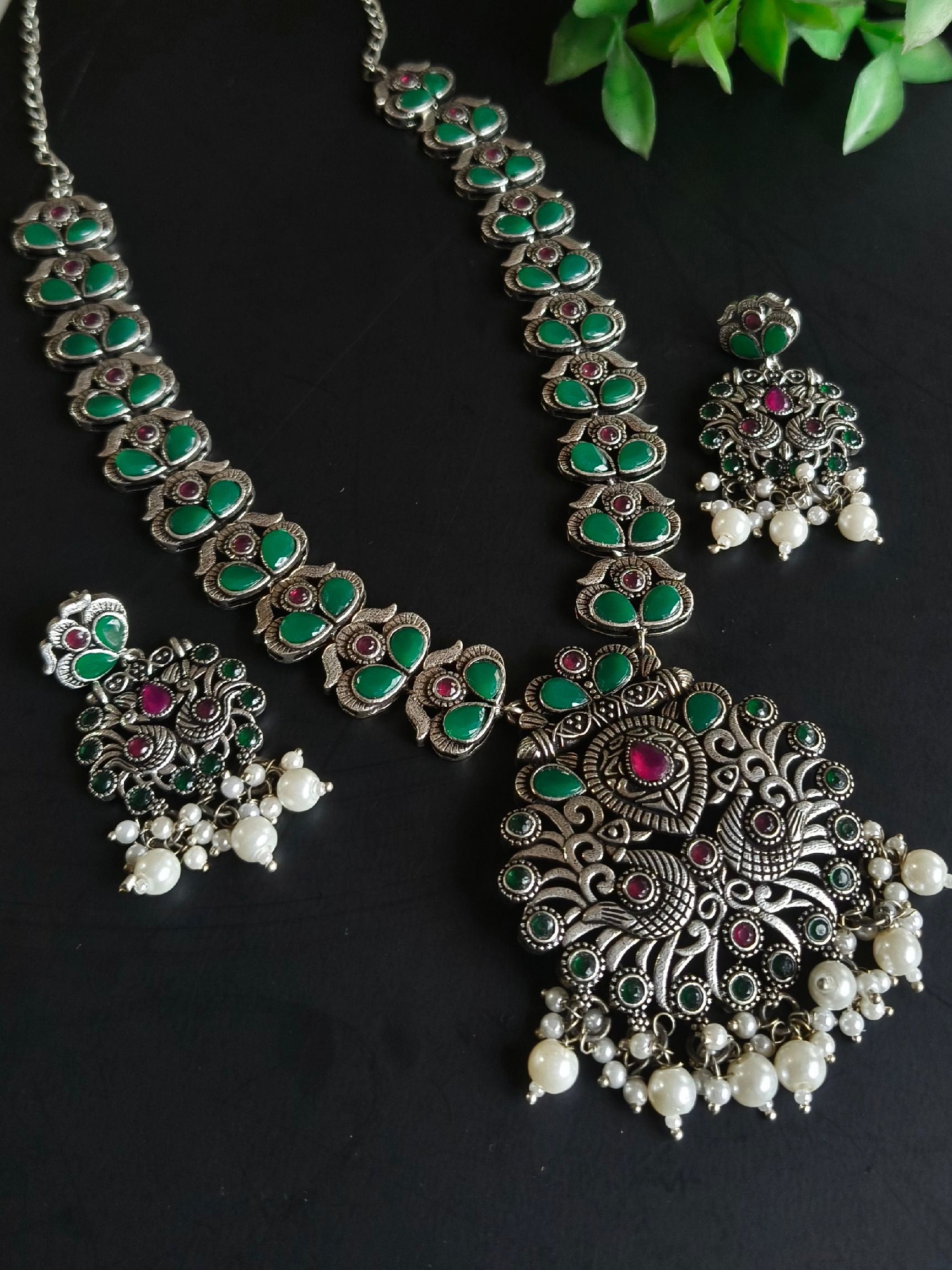 Traditional Silver Replica Pearl Drop Necklace | Sarichka