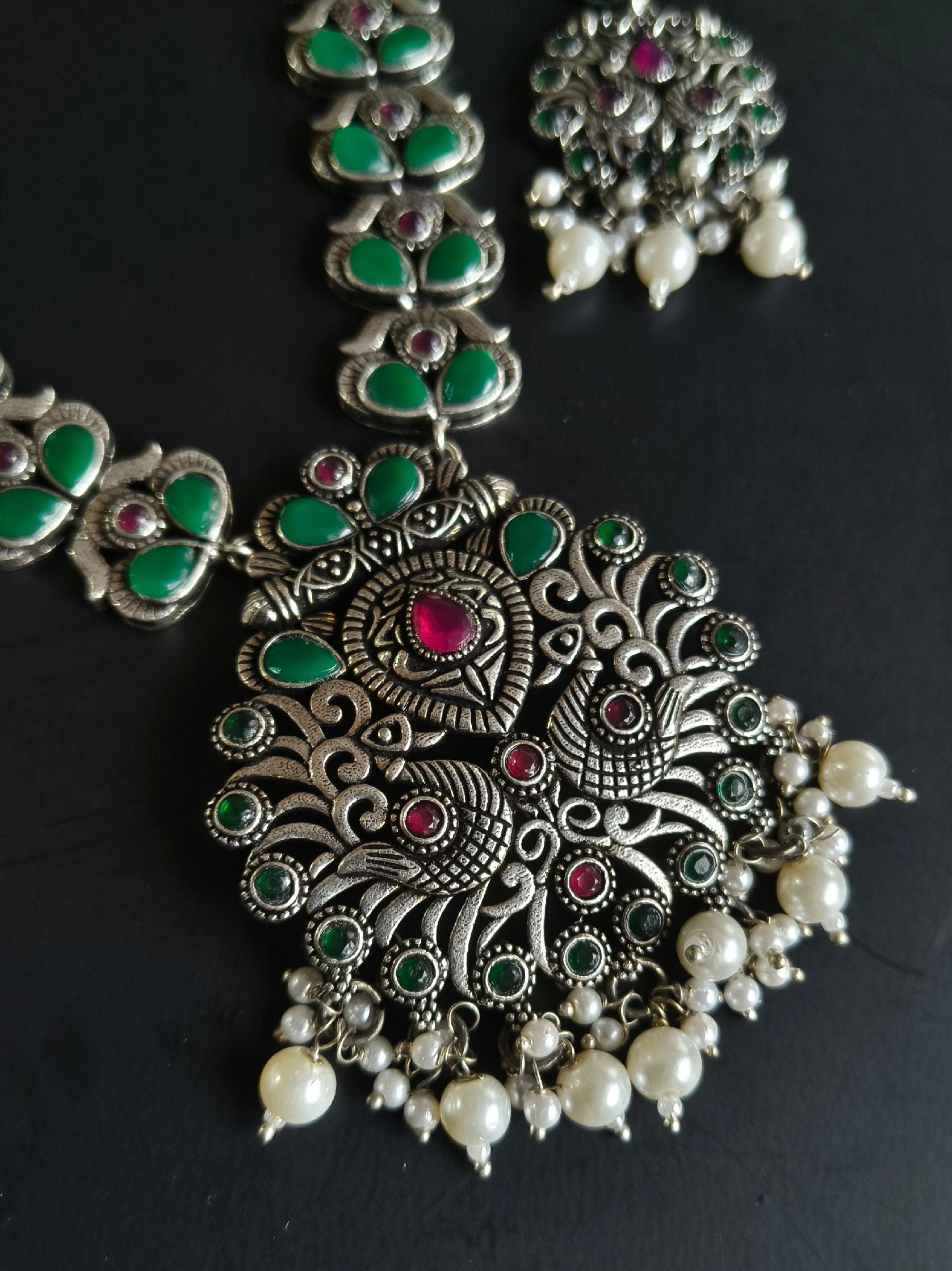 Traditional Silver Replica Pearl Drop Necklace | Sarichka