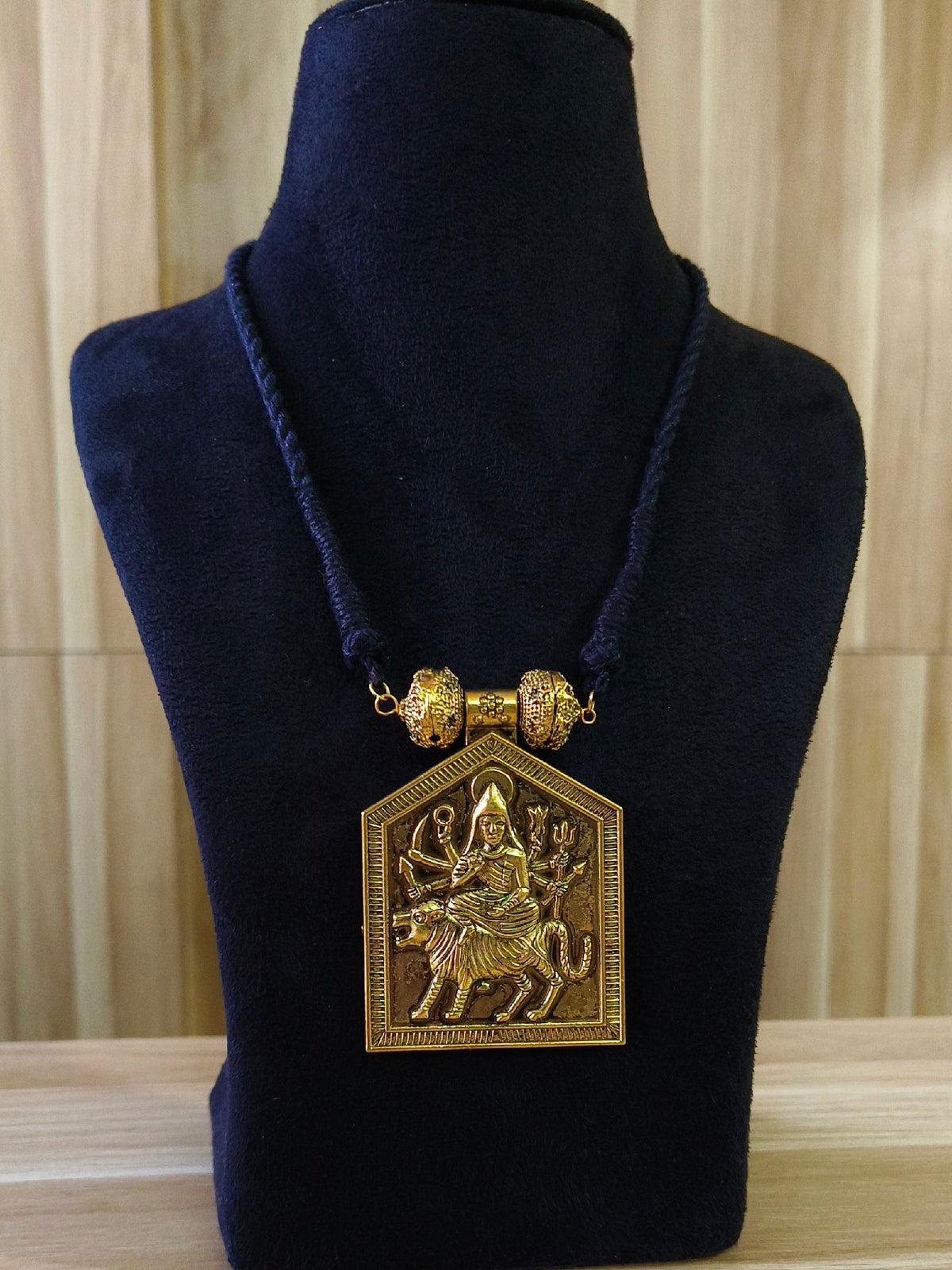 Golden German Silver Durga Pendant | Sarichka