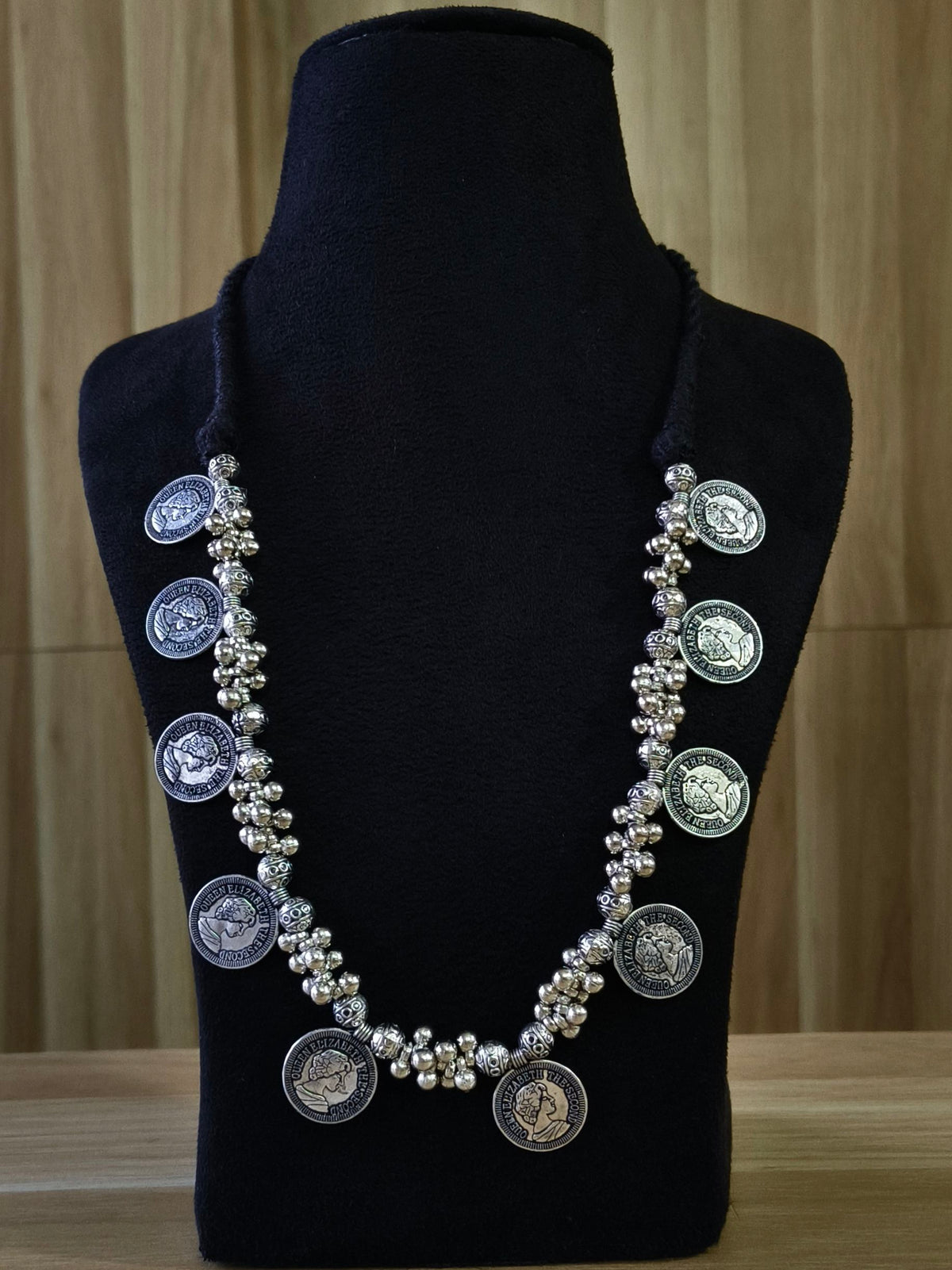 German Silver Banjara Coin Ghungroo Necklace | Sarichka
