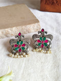 Oxidised Peacock Stud Earrings | Sarichka