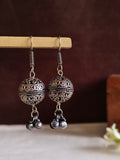 Oxidised Silver Ball Hanging Earrings | Sarichka