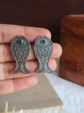 Oxidised Fish Stud Earrings