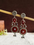 Silver Polish Hand-Painted Meenakari Dangler Earrings | Sarichka