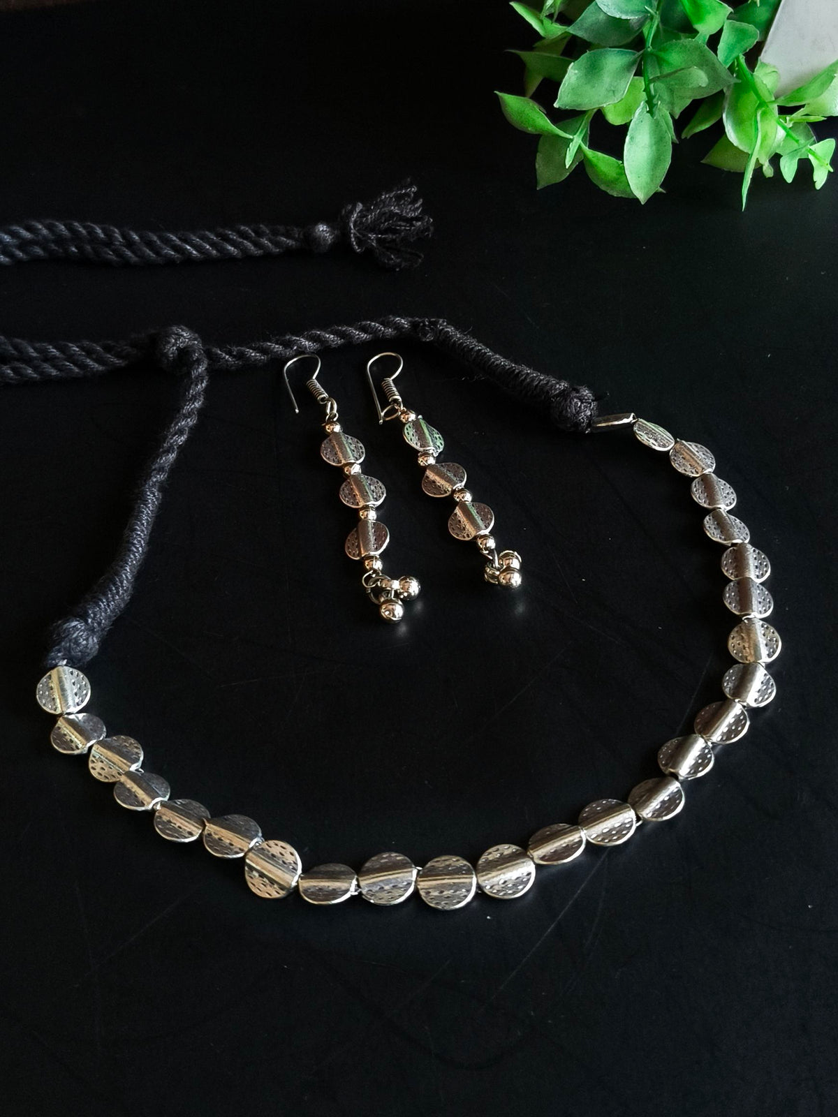 Minimal German Silver Beaded Thread Set  | Sarichka