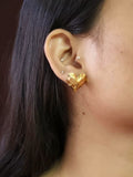 Golden Hammered Heart Mini Stud Earring | Sarichka